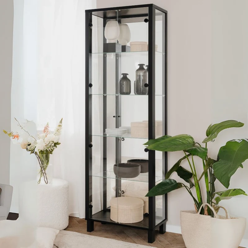 Vetrina con 2 ante e 4 ripiani colore nero 62x189H cm - Albi52B