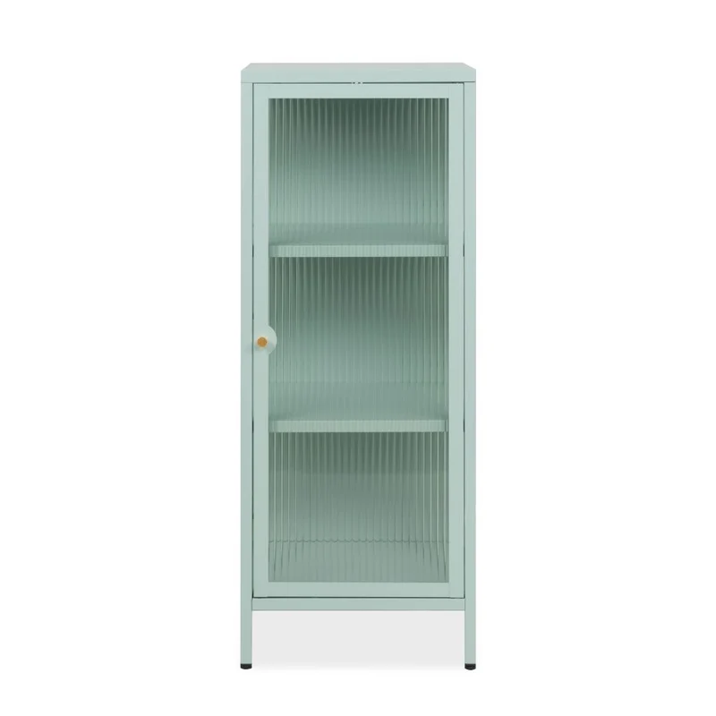 Vetrina in vetro scanalato temperato e acciaio laminato verde menta 40x101.5H cm - Menny