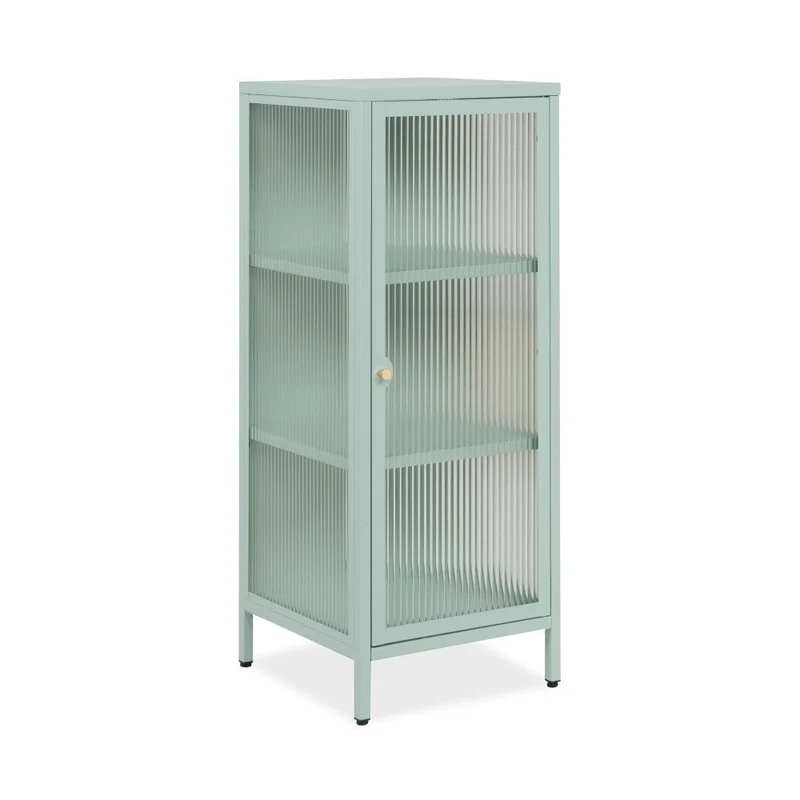 Vetrina in vetro scanalato temperato e acciaio laminato verde menta 40x101.5H cm - Menny