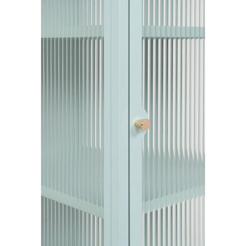 Vetrina in vetro scanalato temperato e acciaio laminato verde menta 40x101.5H cm - Menny