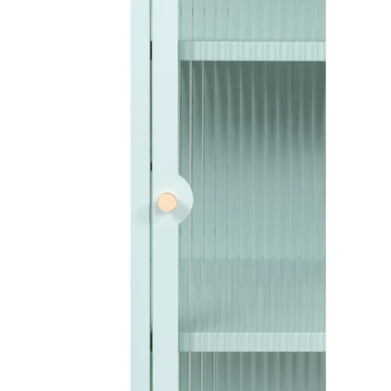 Vetrina in vetro scanalato temperato e acciaio laminato verde menta 40x101.5H cm - Menny