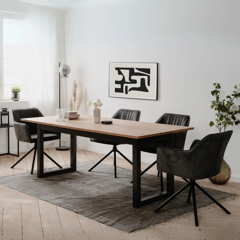 Tavolo allungabile colore quercia e antracite 200x90x75H cm - Manlio