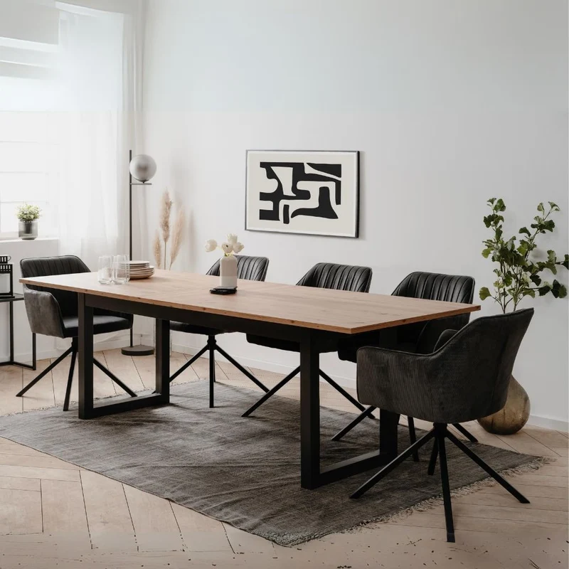 Tavolo allungabile colore quercia e antracite 200x90x75H cm - Manlio