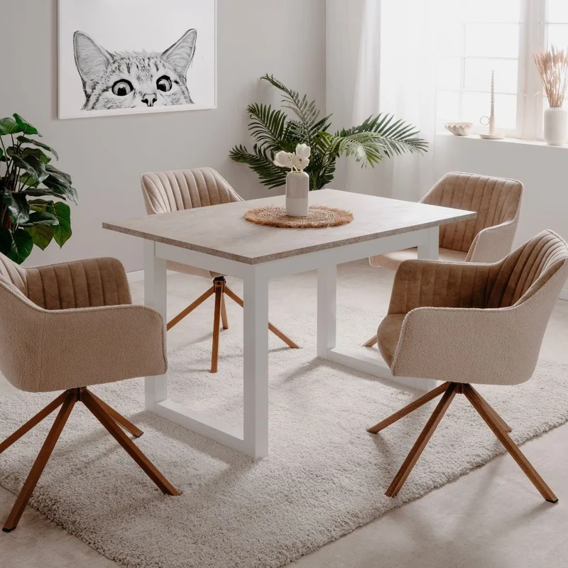 Tavolo allungabile color sabbia e bianco 120x80x75H cm - Meggy