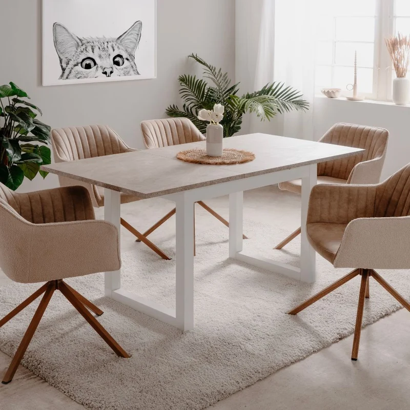 Tavolo allungabile color sabbia e bianco 120x80x75H cm - Meggy