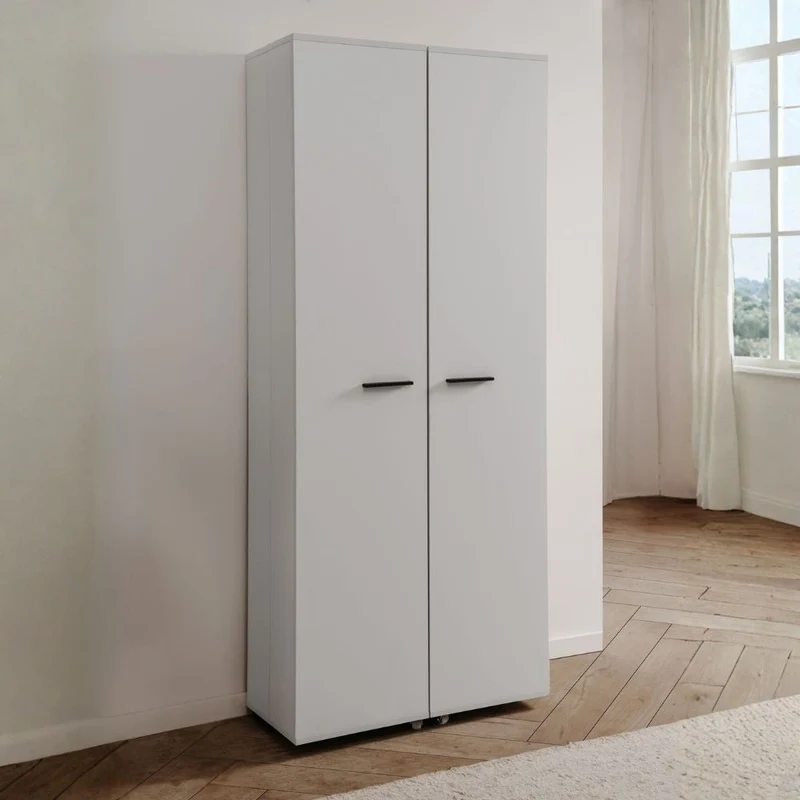 Scarpiera a 2 ante con scomparti colore bianco 74x181H cm - Magika