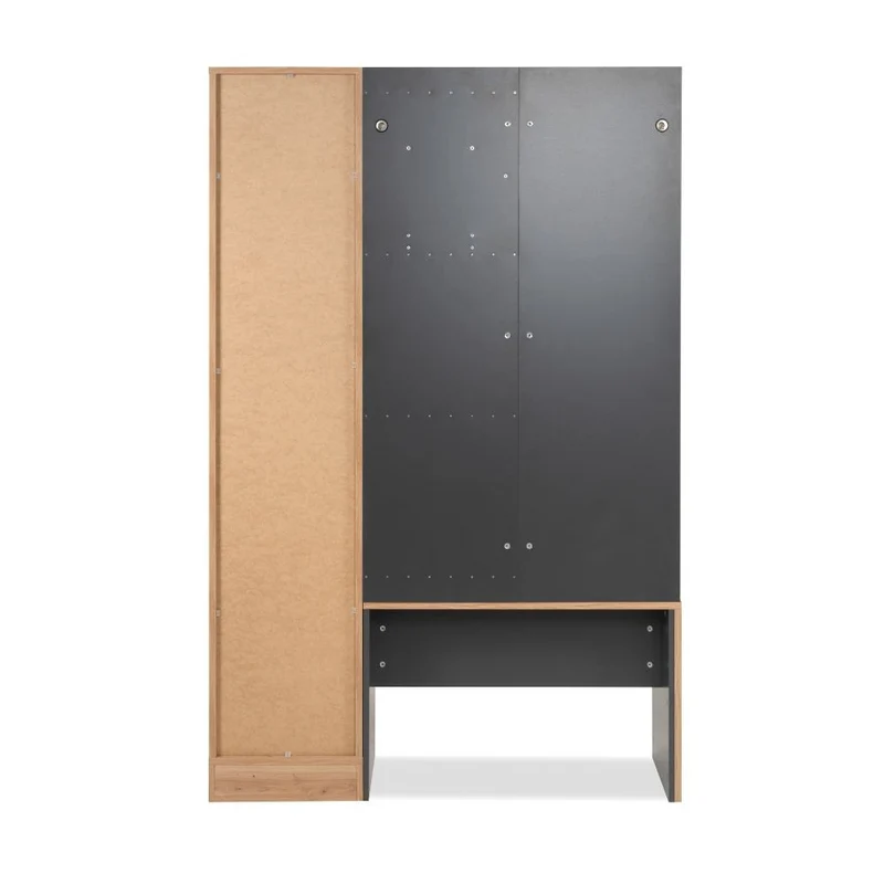 Mobile ingresso con frontale cannettato e specchio colore quercia e antracite 122x190H cm - Medan