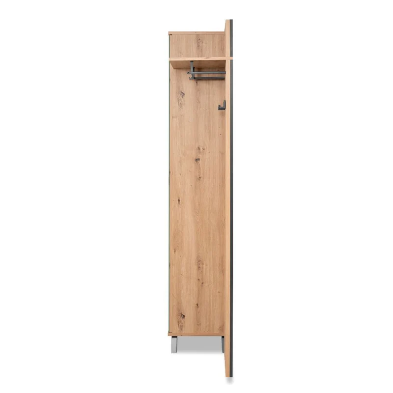 Mobile ingresso con frontale cannettato e anta a tutto specchio colore quercia e antracite 80x190H cm - Medan4