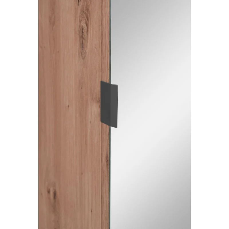 Mobile ingresso con frontale cannettato e anta a tutto specchio colore quercia e antracite 80x190H cm - Medan4