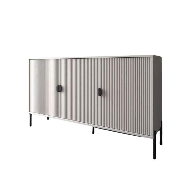 Madia con 3 ante e frontali cannettati colore cashmere opaco 153,5x87,4H cm - Olpin