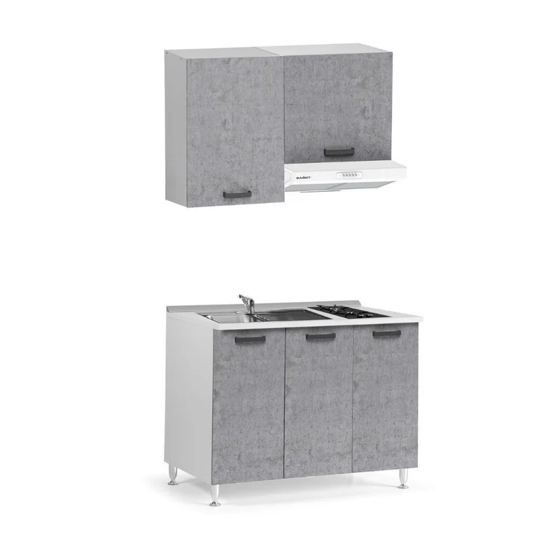 Cucina monoblocco completa colore cemento 120 cm - Sara