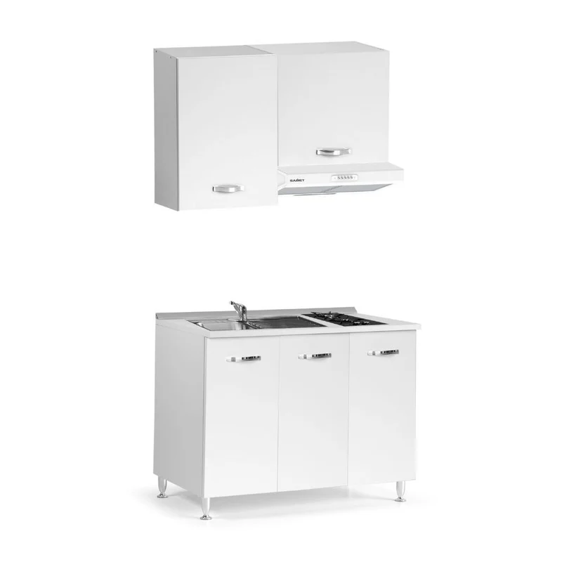 Cucina monoblocco completa colore bianco frassinato 120 cm - Sara