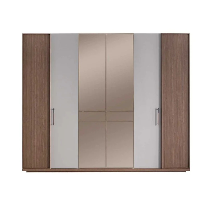 Camera da letto con letto contenitore e armadio con specchi colore beige e kaplan - Vega