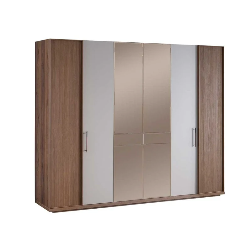 Camera da letto con letto contenitore e armadio con specchi colore beige e kaplan - Vega