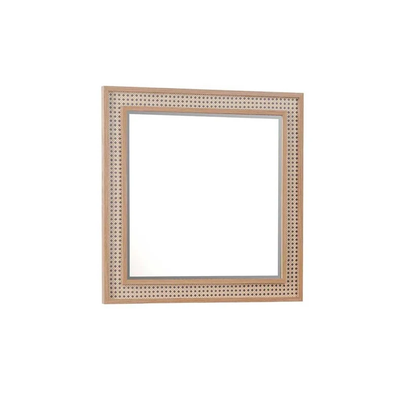 Camera da letto Natura colore rovere miele effetto vimini e armadio a specchio