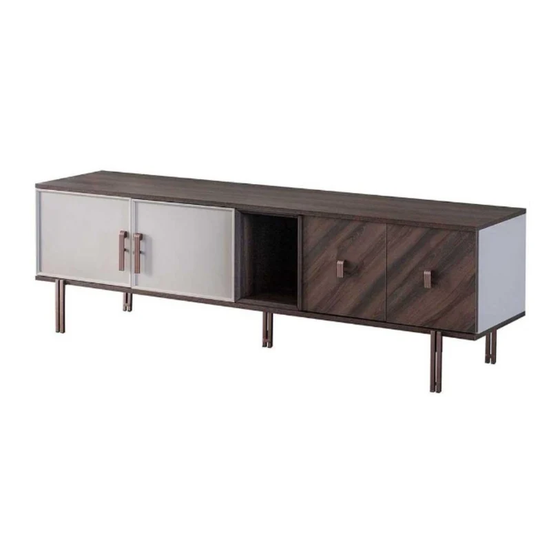 Mobile porta TV con ante finitura Mozambik spatolato 195x60H cm - Merlin