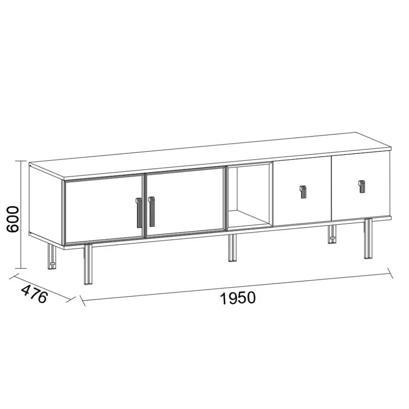Mobile porta TV con ante finitura Mozambik spatolato 195x60H cm - Merlin