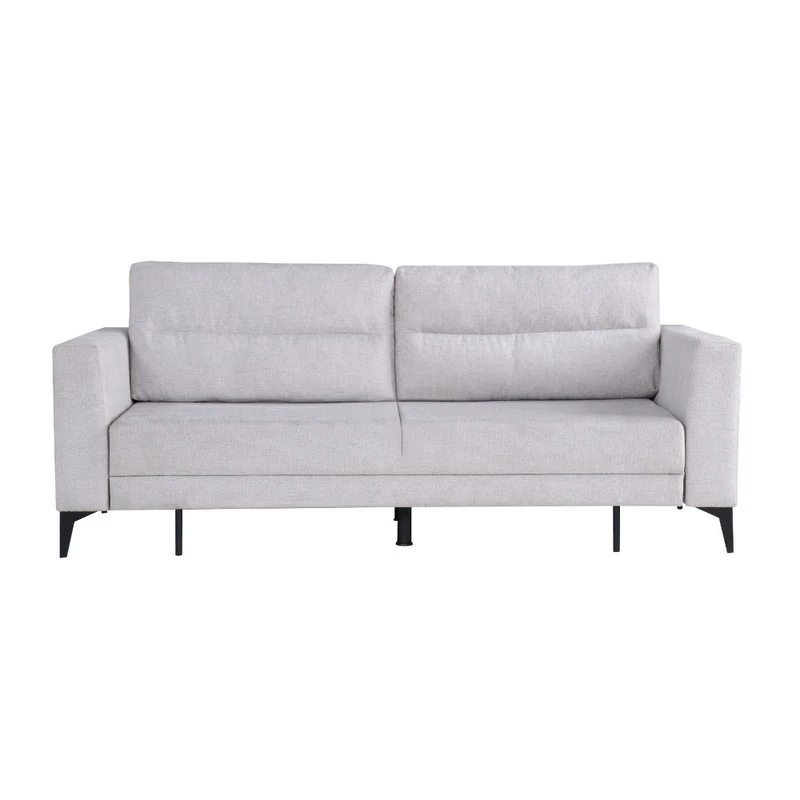 Divano con carrello estraibile e schienale ribaltabile 3 posti grigio chiaro - Derry
