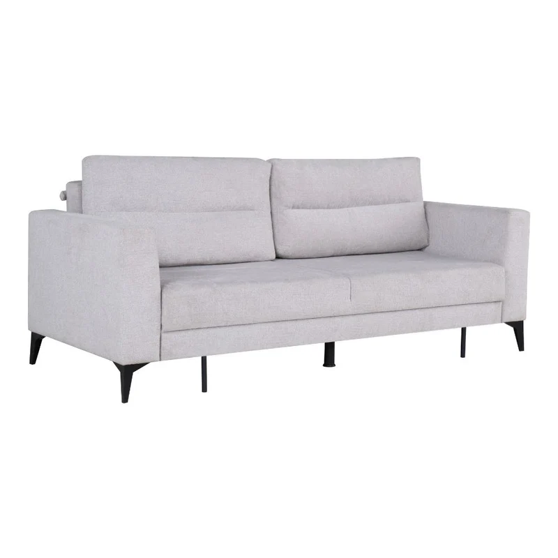 Divano con carrello estraibile e schienale ribaltabile 3 posti grigio chiaro - Derry