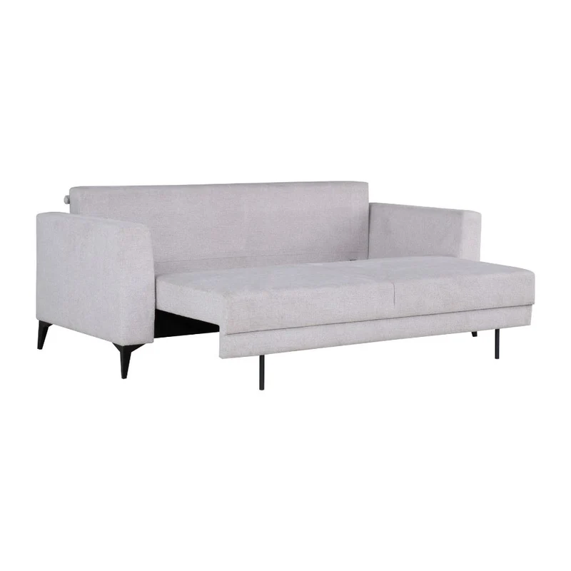 Divano con carrello estraibile e schienale ribaltabile 3 posti grigio chiaro - Derry