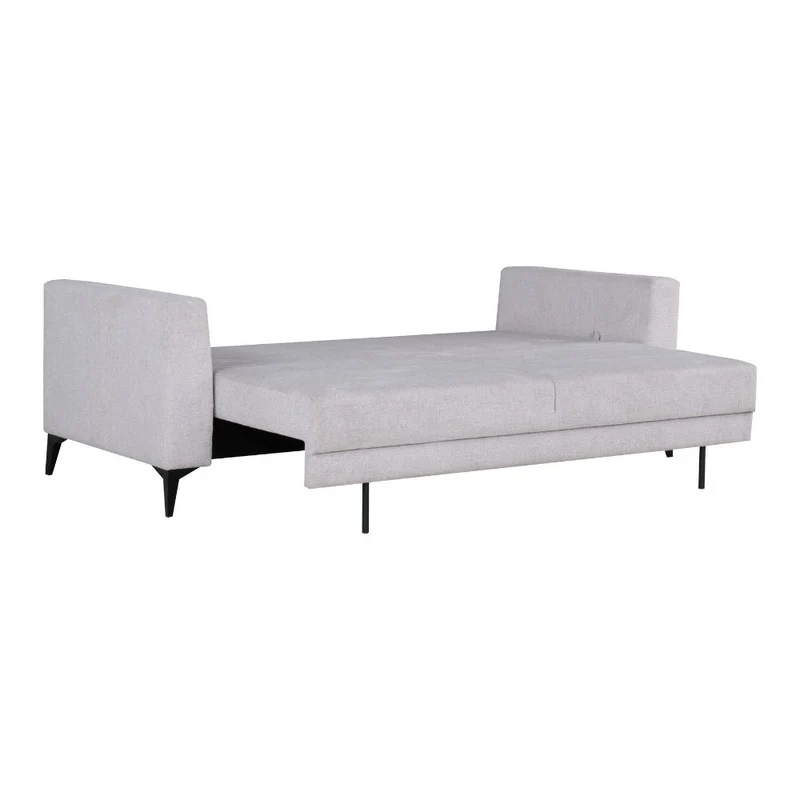 Divano con carrello estraibile e schienale ribaltabile 3 posti grigio chiaro - Derry