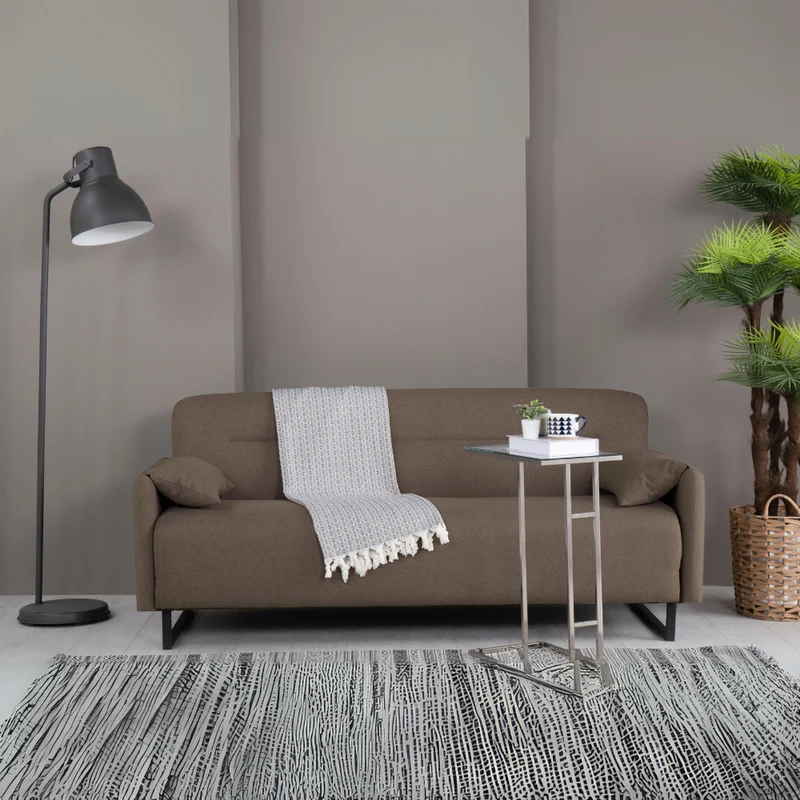 Divano 3 posti con funzione letto in tessuto colore beige - Odino