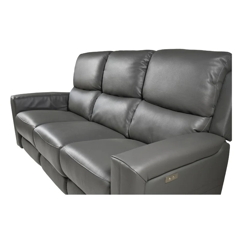 Divano con recliner elettrici 3 posti in vera pelle grigio scuro - Claus