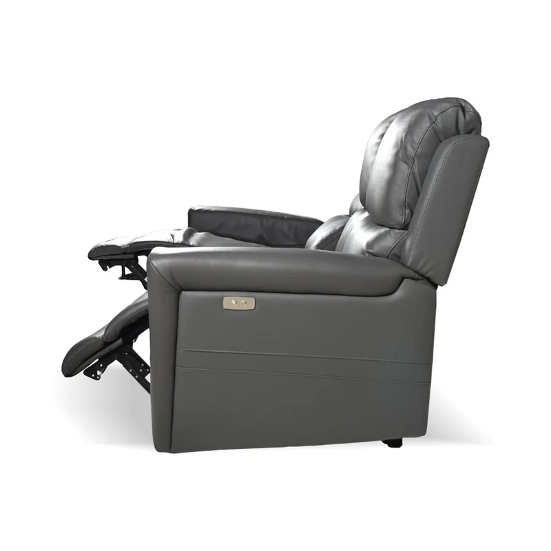 Divano con recliner elettrici 3 posti in vera pelle grigio scuro - Claus