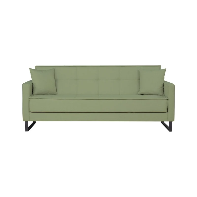 Divano letto con contenitore 3 posti in vellutino colore verde oliva - Legen