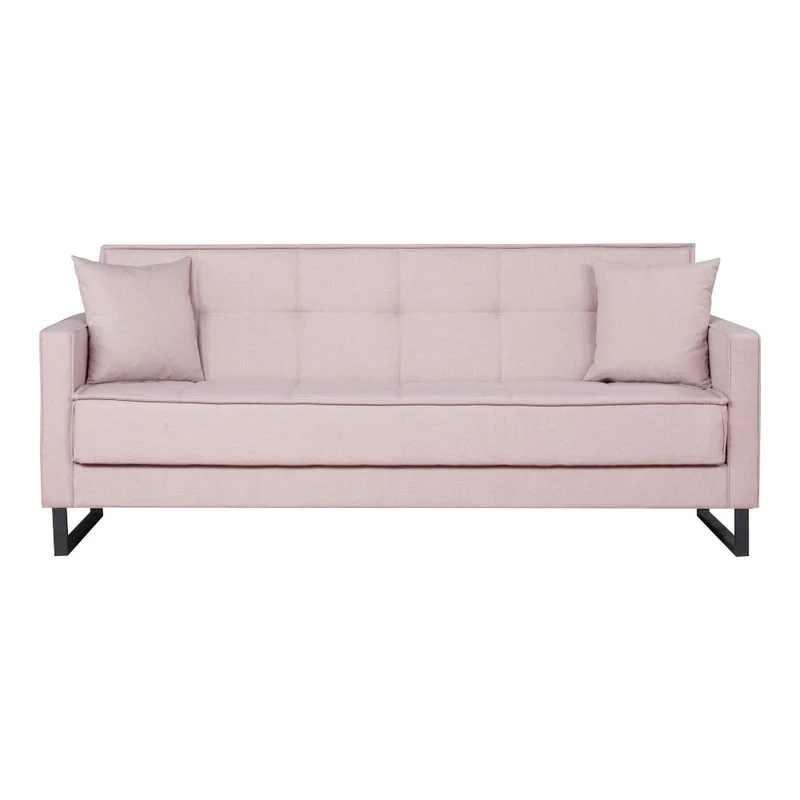 Divano letto con contenitore 3 posti in vellutino colore rosa antico - Legen