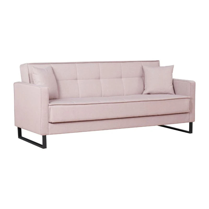 Divano letto con contenitore 3 posti in vellutino colore rosa antico - Legen