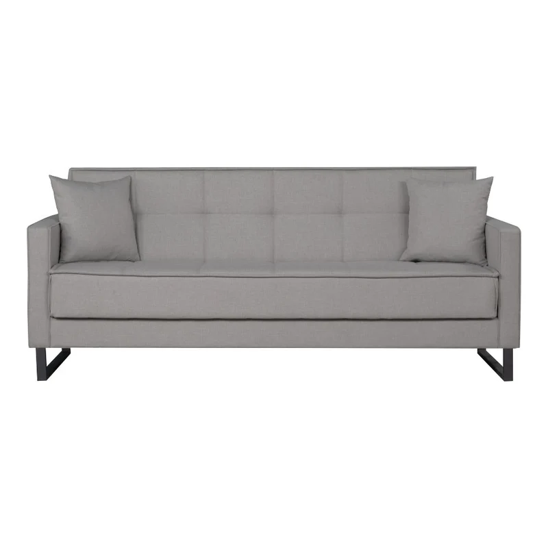 Divano letto con contenitore 3 posti in vellutino colore grigio - Legen