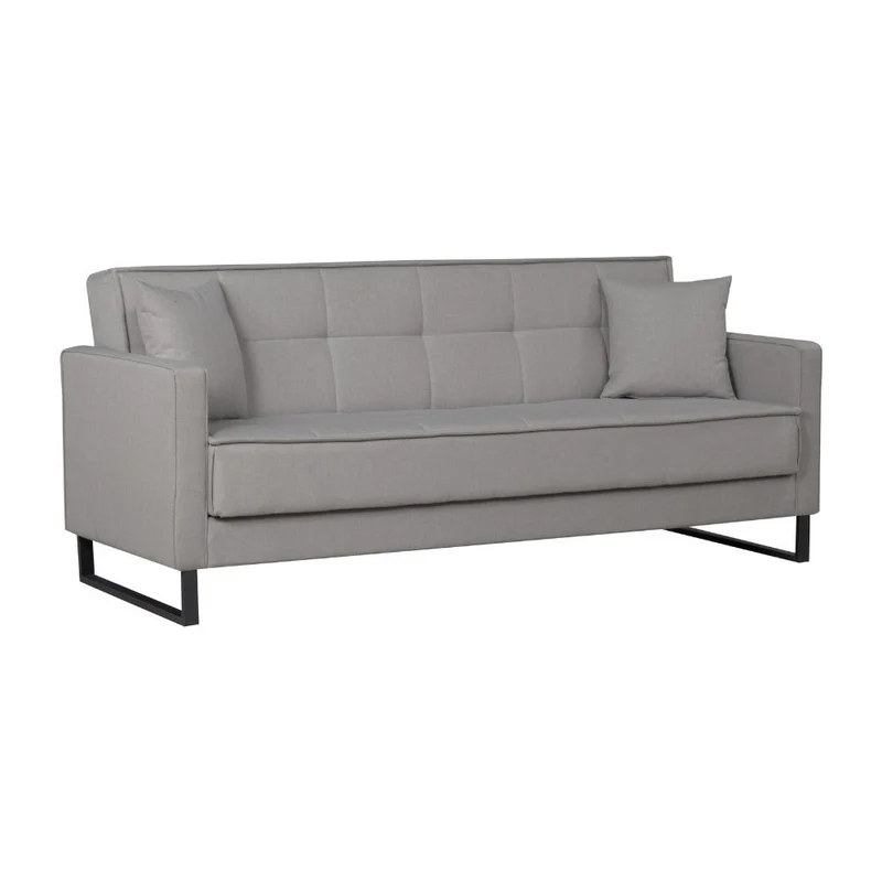 Divano letto con contenitore 3 posti in vellutino colore grigio - Legen