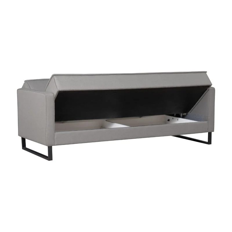 Divano letto con contenitore 3 posti in vellutino colore grigio - Legen
