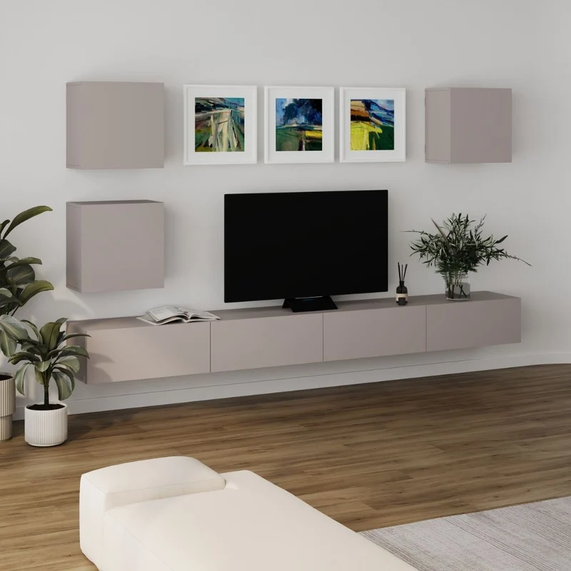 Parete attrezzata moderna colore tortora 300x170H cm - Marte