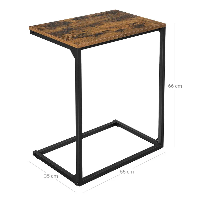 Table d'appoint design industriel 55 x 35 x 66 cm stable utilisation salon chambre en aggloméré marron rustique 12_0009558