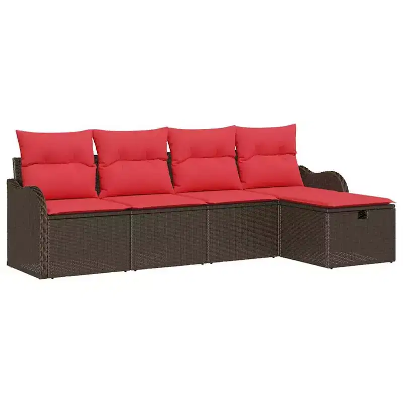vidaXL Salon de jardin 5 pcs Marron et rouge 231 x 117 x 85 cm