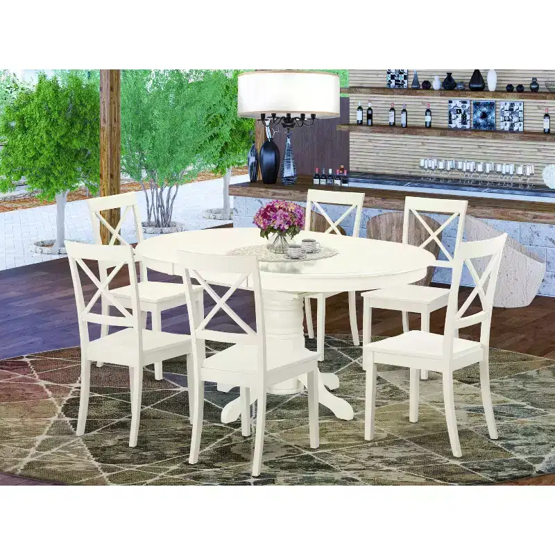 Ensemble de salle à manger 7 pièces en bois Table à rallonge papillon marron selle