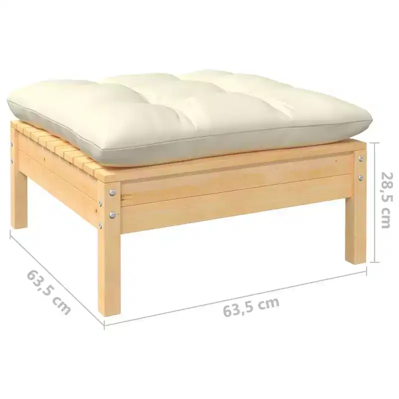 vidaXL Salon de jardin 9 pièces en pin massif avec coussins crème – Configuration modulable pour jardin, terrasse et espaces extérieurs