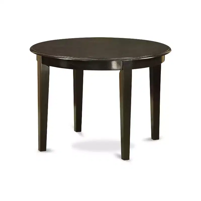 Table à manger HomeStock ronde 5 pièces, dessus en bois massif fini cappuccino avec 4 chaises
