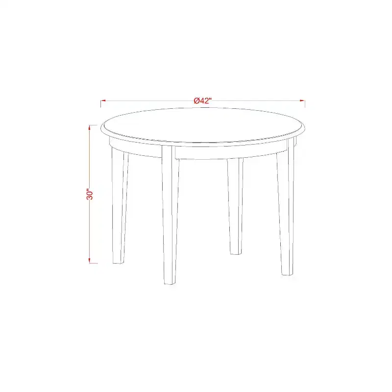 Table à manger HomeStock ronde 5 pièces, dessus en bois massif fini cappuccino avec 4 chaises