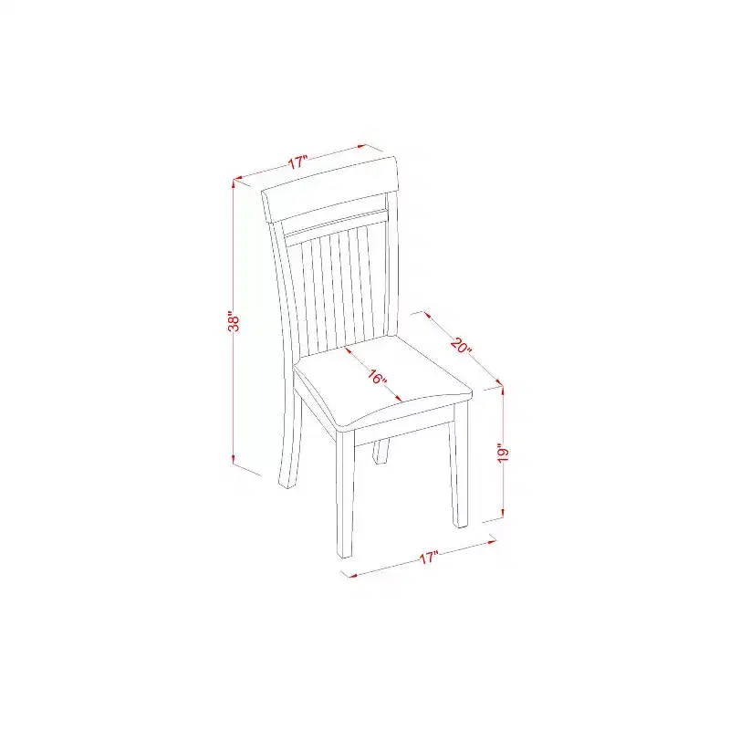 Table à manger HomeStock ronde 5 pièces, dessus en bois massif fini cappuccino avec 4 chaises