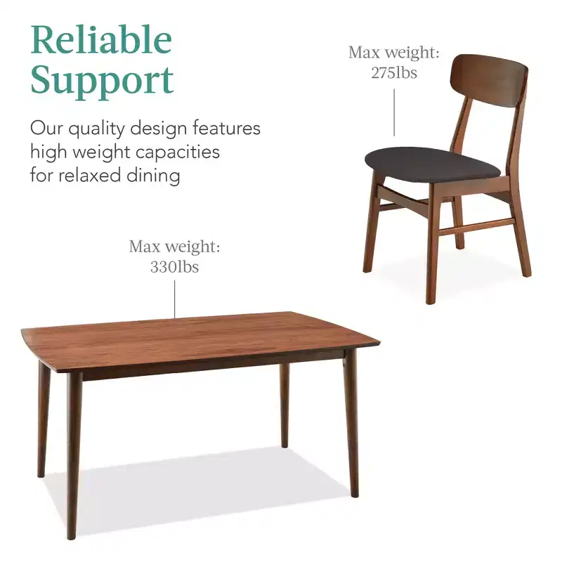 Ensemble de salle à manger 7 pièces, style moderne du milieu du siècle, avec table en bois et 6 chaises, de Best Choice Products