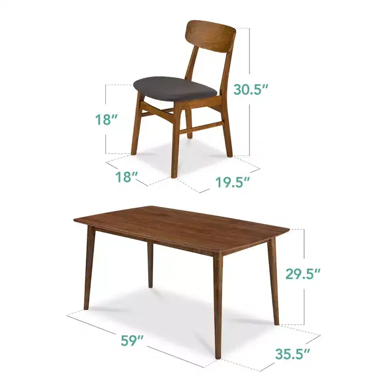 Ensemble de salle à manger 7 pièces, style moderne du milieu du siècle, avec table en bois et 6 chaises, de Best Choice Products