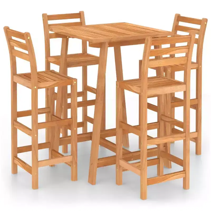 vidaXL Ensemble de bar d'extérieur Bois d'acacia massif Naturel Résistance moyenne