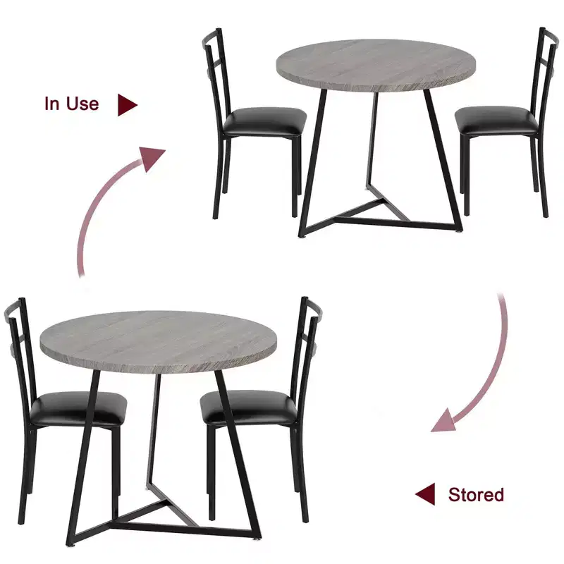 GustoWave - Ensemble table à manger et 2 chaises
