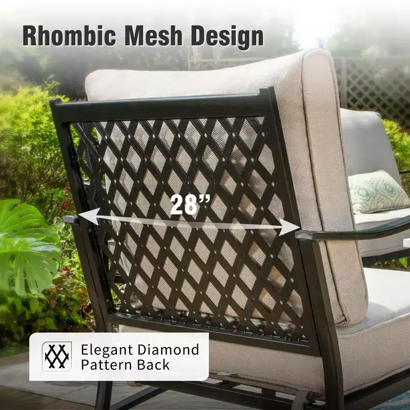 Ensemble conversationnel extérieur Captiva Designs 6 pièces avec bras et repose-pieds à dossier grillagé pour jardin, piscine, cour
