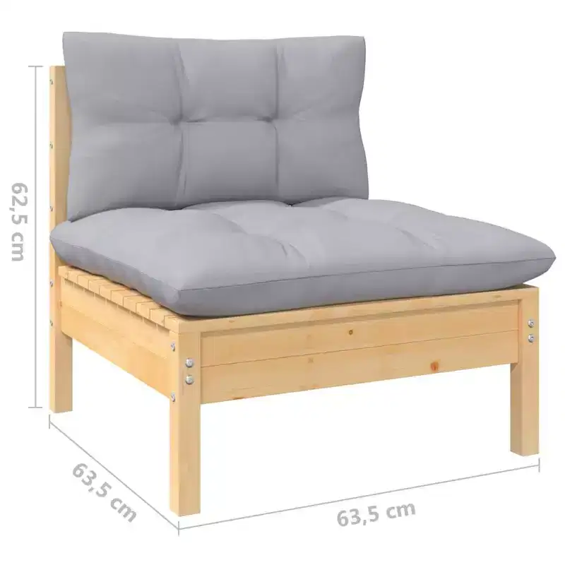 vidaXL Salon de jardin avec coussins – Bois de pin massif