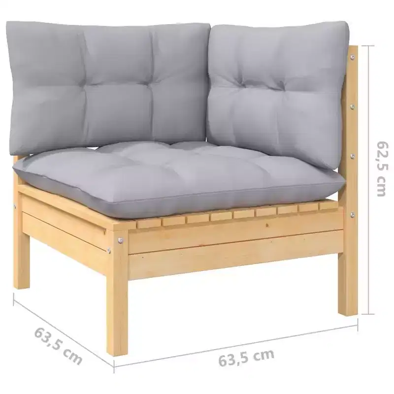 vidaXL Salon de jardin avec coussins – Bois de pin massif
