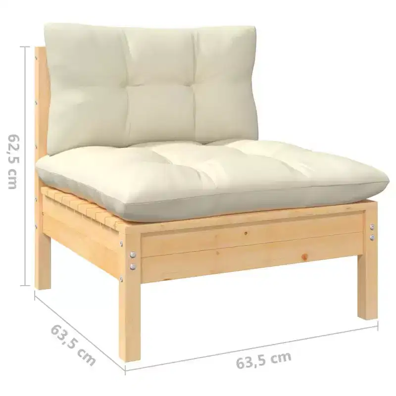 vidaXL Salon de jardin avec coussins – Bois de pin massif